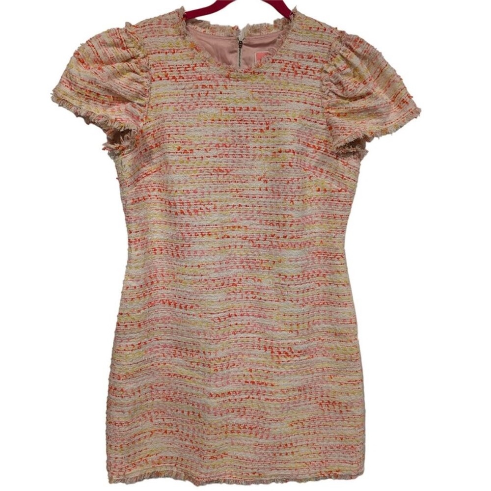 Kate Spade New York Multi Tweed Shift Dress Size 10 White Pink